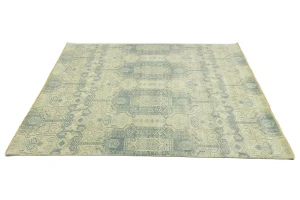 Sage Geometric Transitional 8x10 Chobi Oriental Rug