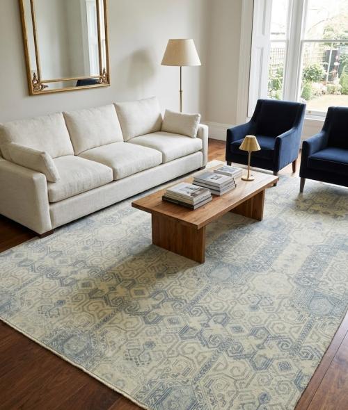 Cream Geometric Transitional 8x10 Chobi Oriental Rug