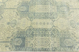 Sage Geometric Transitional 8x10 Chobi Oriental Rug