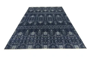 Dark Navy Floral Transitional 12x15 Chobi Oriental Rug
