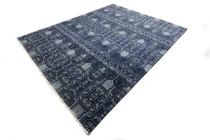 Dark Navy Floral Transitional 12x15 Chobi Oriental Rug