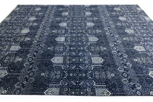 Dark Navy Floral Transitional 12x15 Chobi Oriental Rug