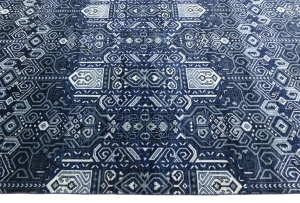Dark Navy Floral Transitional 12x15 Chobi Oriental Rug