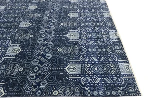 Dark Navy Floral Transitional 12x15 Chobi Oriental Rug
