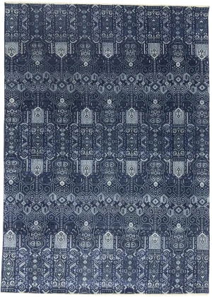 Dark Navy Floral Transitional 10X14 Oushak Chobi Oriental Rug