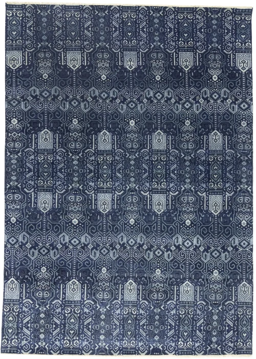 Dark Navy Floral Transitional 10X14 Oushak Chobi Oriental Rug
