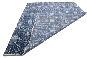 Dark Navy Floral Transitional 10X14 Oushak Chobi Oriental Rug