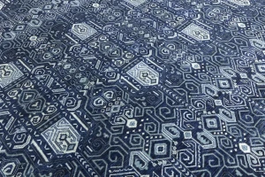 Dark Navy Floral Transitional 10X14 Oushak Chobi Oriental Rug