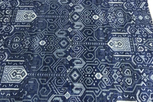 Dark Navy Floral Transitional 9x12 Oushak Chobi Oriental Rug