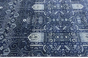 Dark Navy Floral Transitional 9x12 Oushak Chobi Oriental Rug