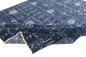 Dark Navy Floral Transitional 9x12 Oushak Chobi Oriental Rug