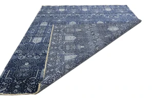 Dark Navy Floral Transitional 9x12 Oushak Chobi Oriental Rug