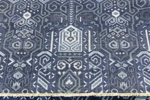 Dark Navy Floral Transitional 9x12 Oushak Chobi Oriental Rug