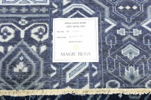 Dark Navy Floral Transitional 9x12 Oushak Chobi Oriental Rug