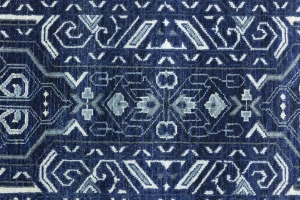 Dark Navy Floral Transitional 9x12 Oushak Chobi Oriental Rug