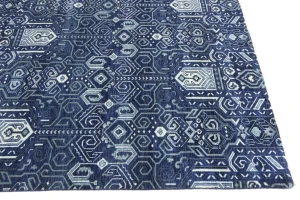 Dark Navy Floral Transitional 9x12 Oushak Chobi Oriental Rug