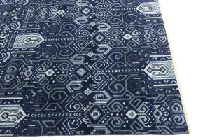Dark Navy Floral Transitional 8X10 Oushak Chobi Oriental Square Rug