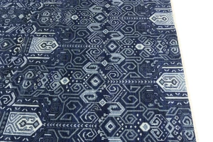 Dark Navy Floral Transitional 8X10 Oushak Chobi Oriental Square Rug