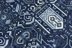 Dark Navy Floral Transitional 8X10 Oushak Chobi Oriental Square Rug