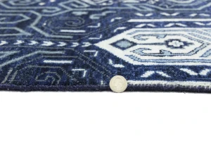 Dark Navy Floral Transitional 8X10 Oushak Chobi Oriental Square Rug