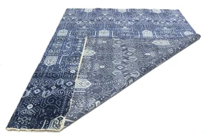 Dark Navy Floral Transitional 8X10 Oushak Chobi Oriental Square Rug