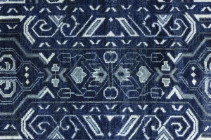 Dark Navy Floral Transitional 8X10 Oushak Chobi Oriental Square Rug