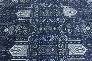 Dark Navy Floral Transitional 8X10 Oushak Chobi Oriental Square Rug