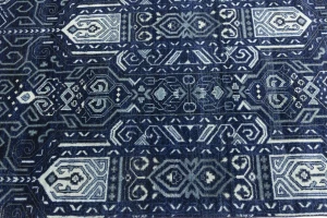 Dark Navy Floral Transitional 8X10 Oushak Chobi Oriental Square Rug