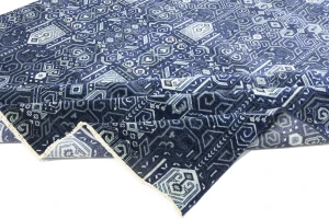 Dark Navy Floral Transitional 10X10 Oushak Chobi Oriental Square Rug