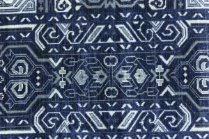 Dark Navy Floral Transitional 10X10 Oushak Chobi Oriental Square Rug