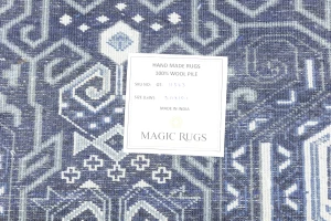 Dark Navy Floral Transitional 10X10 Oushak Chobi Oriental Square Rug