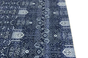 Dark Navy Floral Transitional 10X10 Oushak Chobi Oriental Square Rug