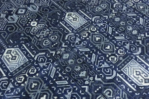Dark Navy Floral Transitional 10X10 Oushak Chobi Oriental Square Rug