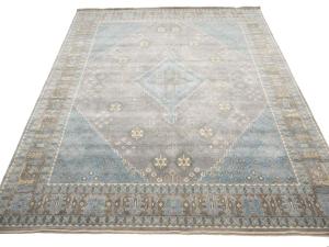 Muted Gray-Blue Triba Geometric 12x15 Oriental Rug