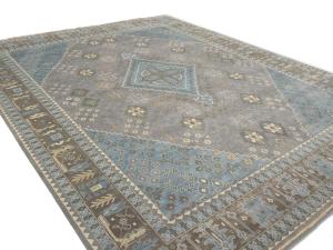Muted Gray-Blue Triba Geometric 12x15 Oriental Rug