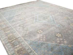 Muted Gray-Blue Triba Geometric 12x15 Oriental Rug