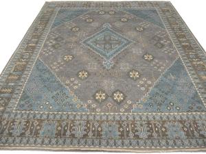 Muted Gray-Blue Triba Geometric 12x15 Oriental Rug