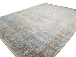 Muted Gray-Blue Triba Geometric 12x15 Oriental Rug