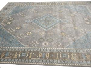 Muted Gray-Blue Triba Geometric 12x15 Oriental Rug