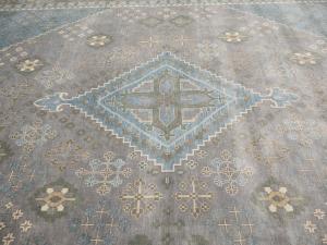 Muted Gray-Blue Triba Geometric 12x15 Oriental Rug