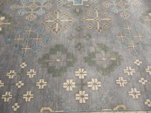 Muted Gray-Blue Triba Geometric 12x15 Oriental Rug