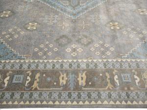 Muted Gray-Blue Triba Geometric 12x15 Oriental Rug