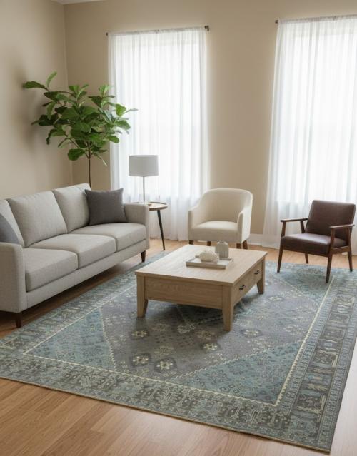 Muted Gray Triba Geometric 10X14 Joshaghan Oriental Rug