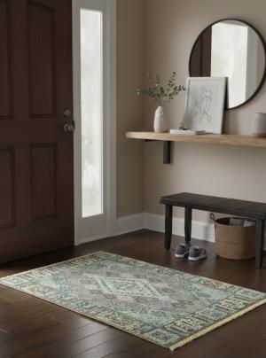 Muted Taupe Tribal 2X3 Indo-Joshaghan Oriental Rug