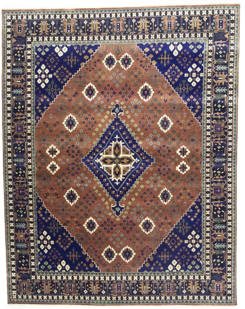 Rust & Navy Tribal 12x15 Indo-Joshaghan Oriental Rug