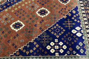 Rust & Navy Tribal 12x15 Indo-Joshaghan Oriental Rug