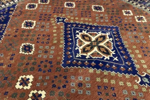 Rust & Navy Tribal 12x15 Indo-Joshaghan Oriental Rug