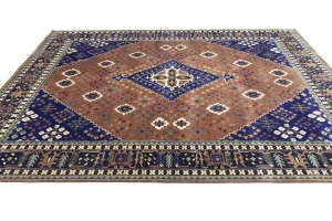 Rust & Navy Tribal 12x15 Indo-Joshaghan Oriental Rug