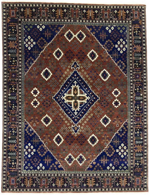 Rust & Navy Tribal 8X10  Indo-Joshaghan Oriental Rug