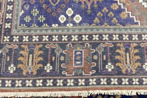 Rust & Navy Tribal 8X10  Indo-Joshaghan Oriental Rug